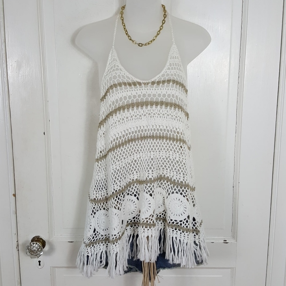 Breathtaking Macrame Fringe Hobo Top